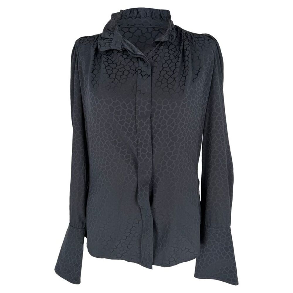 Isabel Marant Animal Print Blouse in Black Silk